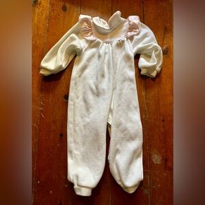 Baby Dior Pink white 1-Piece embroidered long Sleeve Size 24M vintage